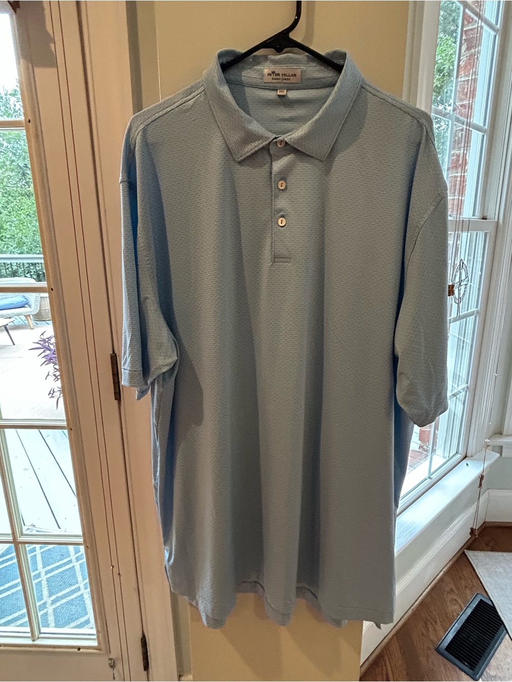 Peter Millar Summer Comfort Pale Blue White Men's Short-Sleeve Polo